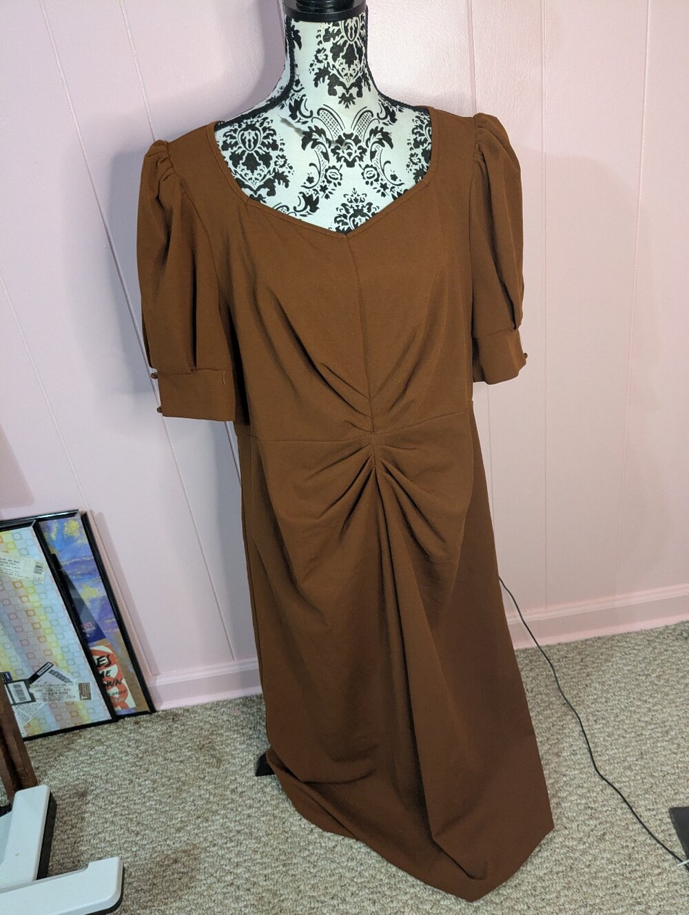 burnt orange vintage inspired dress - size 3xl